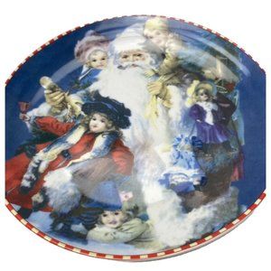 Vintage Christmas Plate Decor Santa and Children Decor Plate Holiday Themed
